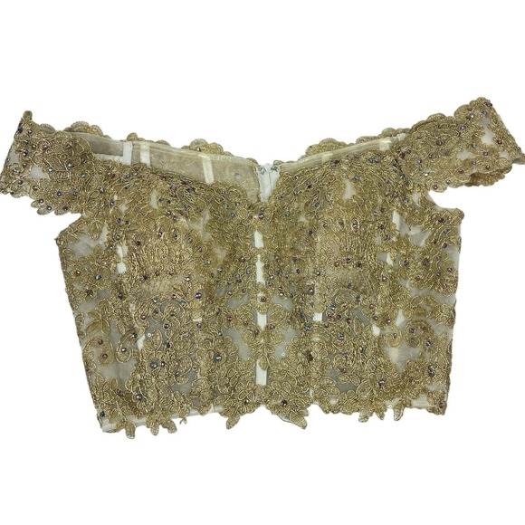 Sherri Hill Gold Formal Wear Top Sz 00 XS Beaded Pageant Prom - Picture 2 of 12